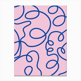 Pink And Blue Abstract Line Canvas Print