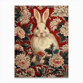 Chinese Lunar Year Of The Rabbit White 1 Full William Morris Style Canvas Print