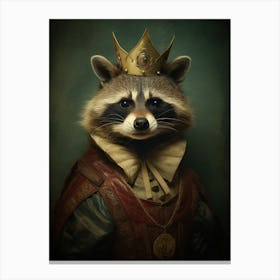 Vintage Portrait Of A Bahamian Raccoon Wearing A Crown 1 Canvas Print