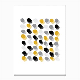 Abstract Mustard and Grey Rectangle Paint Dots Canvas Print
