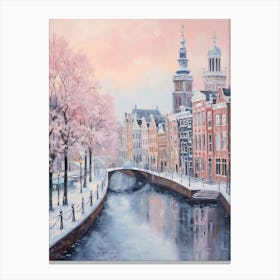 Dreamy Winter Painting Amsterdam Netherlands 2 Canvas Print