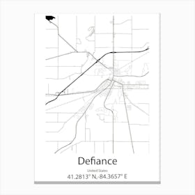 Defiance,United States Minimalist Map 1 Canvas Print