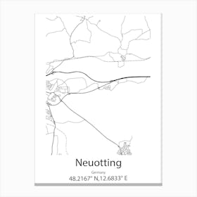 Neuotting,Germany Minimalist Map Canvas Print