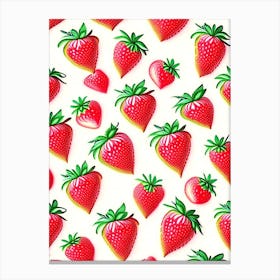 Strawberry Repeat Pattern, Fruit, Soft Colours Canvas Print