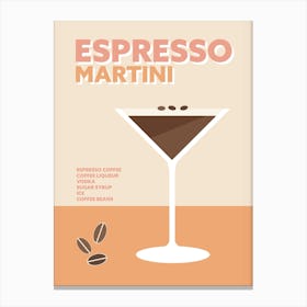 Espresso Martini Cocktail Yellow Colourful Coffee Wall Art Canvas Print