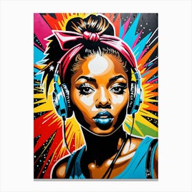 Graffiti Mural Of Beautiful Hip Hop Girl 96 Canvas Print