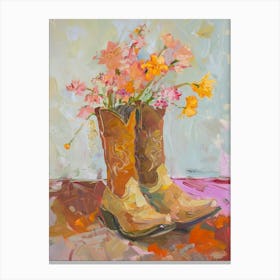 Cowboy Boots And Wildflowers Fireweed Canvas Print