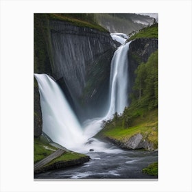Hogum Falls, Norway Realistic Photograph (3) Canvas Print