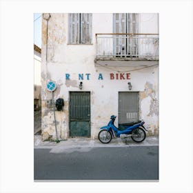 Rent A Bike (Blue moped) Canvas Print