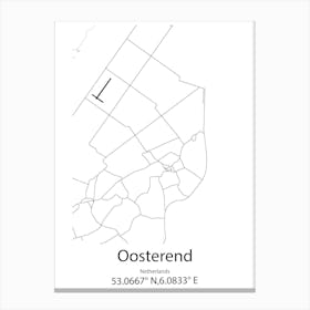 Oosterend,Netherlands Minimalist Map Canvas Print