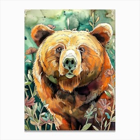 Brown Bear In The Wild animal art Canvas Print