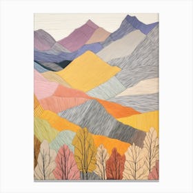 Beinn An Dothaidh Scotland Colourful Mountain Illustration Canvas Print