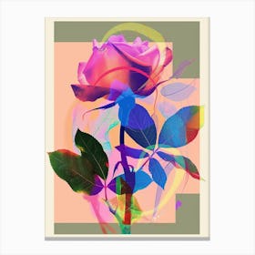 Rose 8 Neon Flower Collage Canvas Print