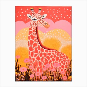 Vivid Orange & Pink Giraffe Canvas Print
