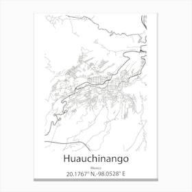 Huauchinango,Mexico Minimalist Map Canvas Print