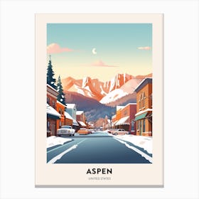 Vintage Winter Travel Poster Aspen Colorado 1 Canvas Print