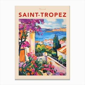 Saint Tropez France Fauvist Travel Poster Canvas Print