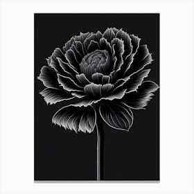 A Carnation In Black White Line Art Vertical Composition 29 Canvas Print
