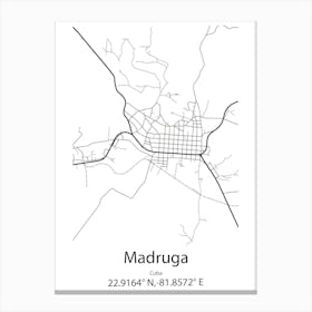 Madruga,Cuba Minimalist Map Canvas Print