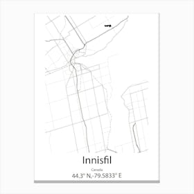 Innisfil,Canada Minimalist Map Canvas Print