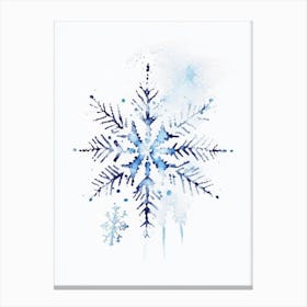 Frost, Snowflakes, Minimalist Watercolour 1 Canvas Print