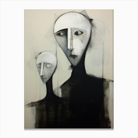 Geometric Black & White Face Drawing Munch Inspired 1 Canvas Print