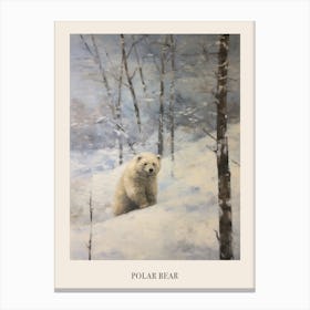 Vintage Winter Animal Painting Poster Polar Bear 2 Canvas Print