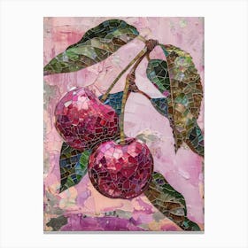 Disco Ball Cherries Mosaic Painting Kitchen Canvas Print