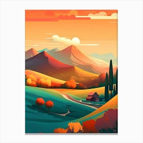 Landscape With Hills And Valleys Canvas Print