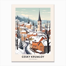 Vintage Winter Travel Poster Cesky Krumloy Czechia 2 Canvas Print