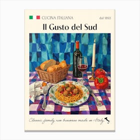 Il Gusto Del Sud Trattoria Italian Poster Food Kitchen Canvas Print