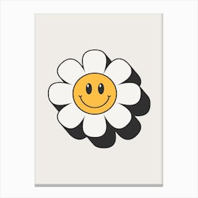 Retro Smiley Flower Canvas Print
