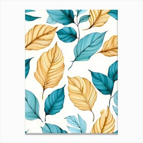 Watercolor Leaves Seamless Pattern 1 Canvas Print