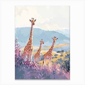 Herd Of Giraffes In The Wild Watercolour Style Illustration 1 Canvas Print