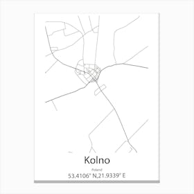 Kolno,Poland Minimalist Map Canvas Print