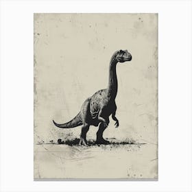 Edmontosaurus Dinosaur Black Ink & Sepia Illustration 1 Canvas Print