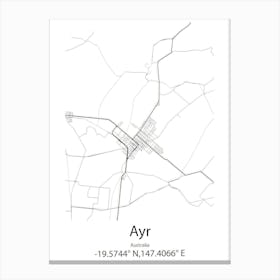 Ayr,Australia Minimalist Map Canvas Print