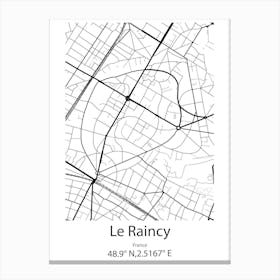 Le Raincy,France Minimalist Map Canvas Print