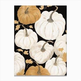 Black White And Gold Pumpkins 2 Canvas Print