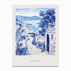 Kotor Montenegro 3 Mediterranean Blue Drawing Poster Canvas Print