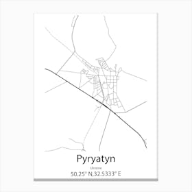 Pyryatyn,Ukraine Minimalist Map Canvas Print