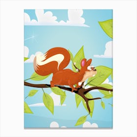 Squirrel On A Branch Canvas Print