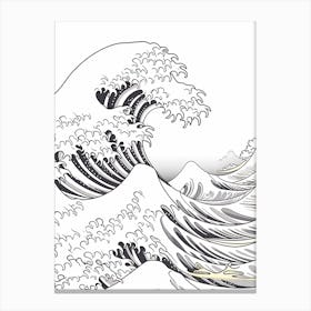 Line Art Inspired By The Great Wave Off Kanagawa 1 Canvas Print