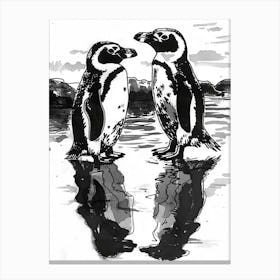African Penguin Admiring Their Reflections 1 Canvas Print