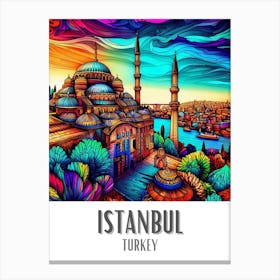 Istanbul Colorful Cityscape 3 Canvas Print