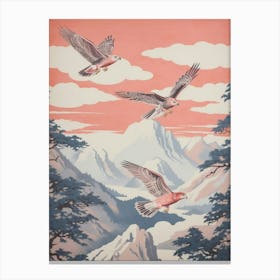 Vintage Japanese Inspired Bird Print Red Tailed Hawk 1 Canvas Print