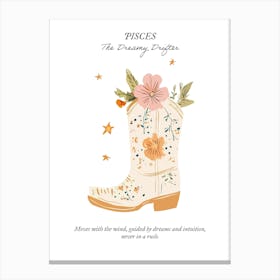 Pisces Cowboy Boots Zodiac Preppy Western Cowgirl Canvas Print