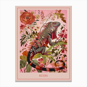 Floral Animal Painting Iguana 4 Poster Canvas Print