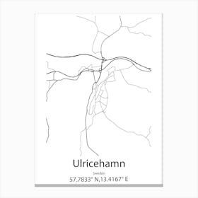 Ulricehamn,Sweden Minimalist Map Canvas Print