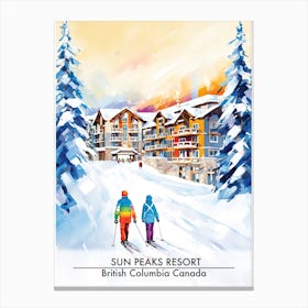 Sun Peaks Resort   British Columbia Canada, Ski Resort Poster Illustration 1 Canvas Print